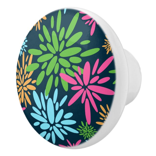 Abstract Colourful Fireworks Flowers Ceramic Pull (Right)