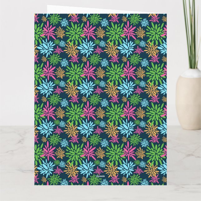 Abstract Colourful Fireworks Flowers Greeting Card (Back)