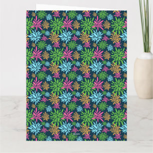 Abstract Colourful Fireworks Flowers Greeting Card