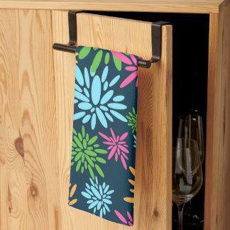 Abstract Colourful Fireworks Flowers Kitchen Towel