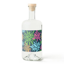 Abstract Colourful Fireworks Flowers Label Set