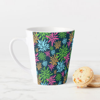 Abstract Colourful Fireworks Flowers Latte Mug
