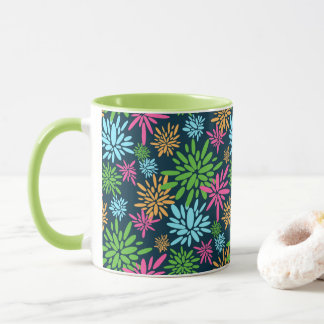 Abstract Colourful Fireworks Flowers Mug