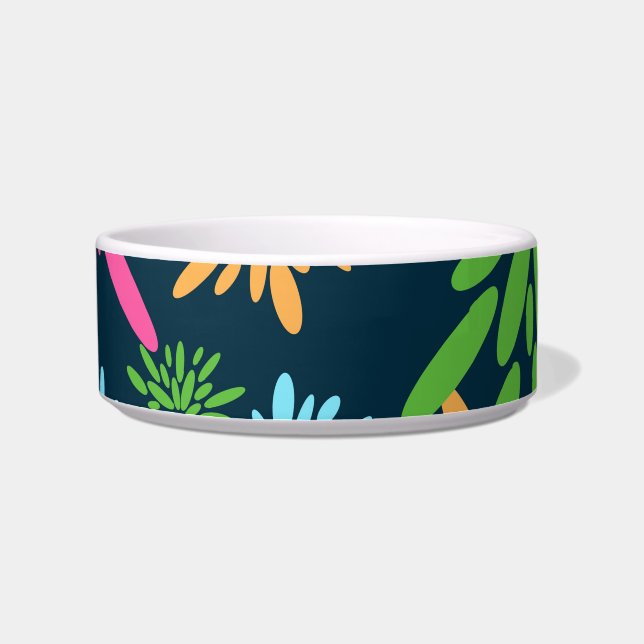 Abstract Colourful Fireworks Flowers Pet Bowl (Left)