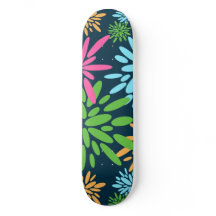 Abstract Colourful Fireworks Flowers Skateboard