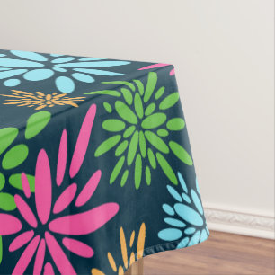 Abstract Colourful Fireworks Flowers Tablecloth