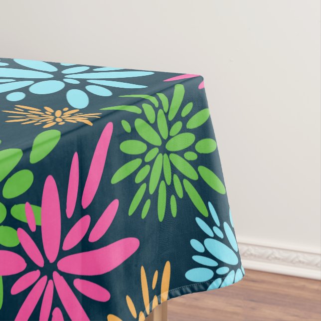 Abstract Colourful Fireworks Flowers Tablecloth (In Situ)