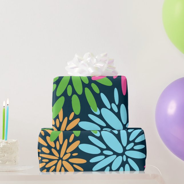 Abstract Colourful Fireworks Flowers Wrapping Pape Paper (Party Gifts)
