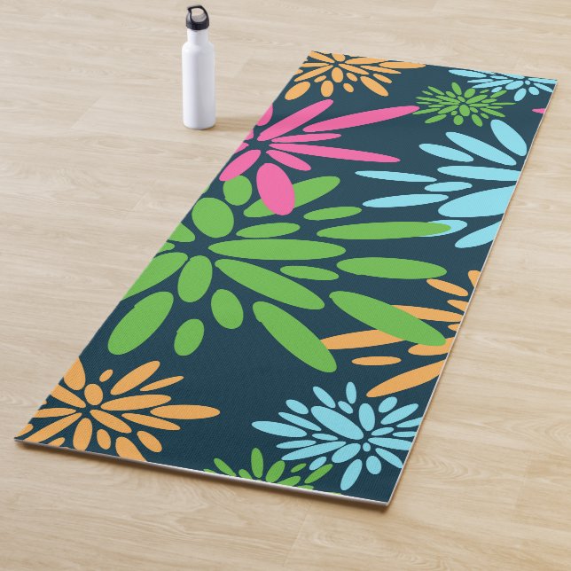Abstract Colourful Fireworks Flowers Yoga Mat (In Situ)