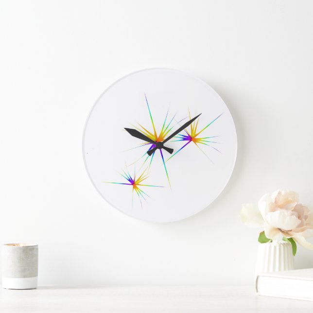 Abstract Colourful Fireworks Round Large Clock (Home)