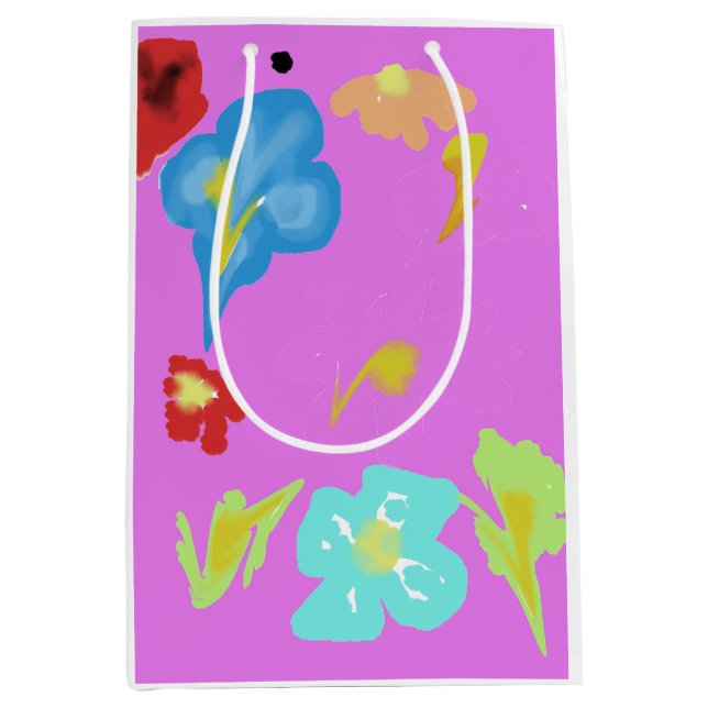 Abstract Colourful Floral Art Medium Gift Bag (Front)