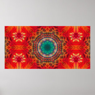 Abstract colourful floral ornament seamless patter poster