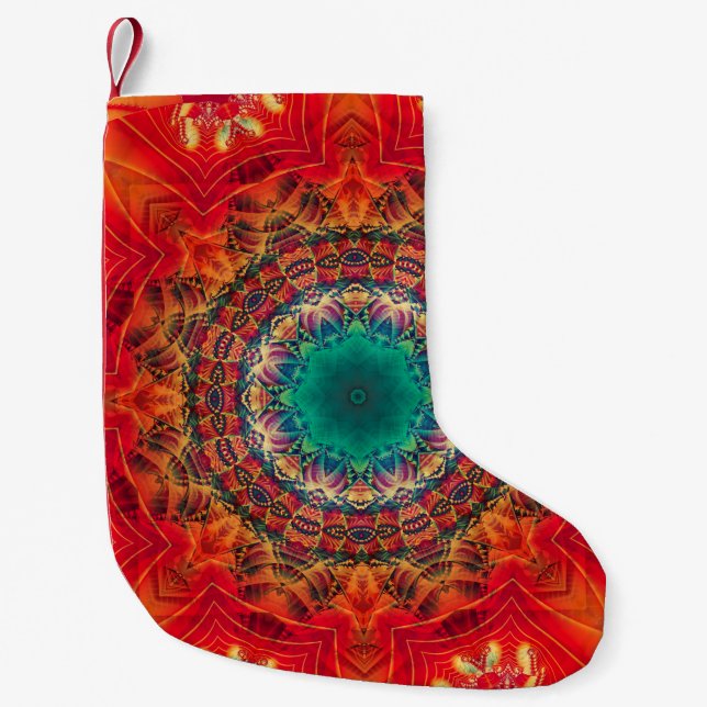 Abstract colourful floral ornament seamless patter small christmas stocking (Front)
