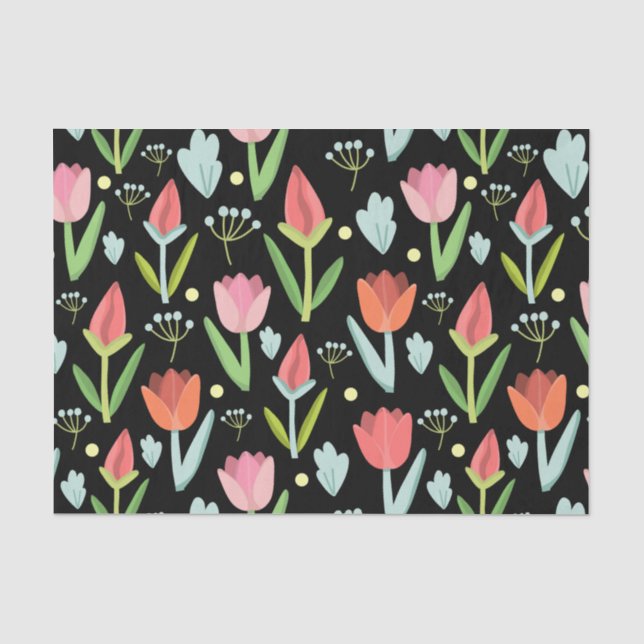 Abstract Colourful Flowers Tissue Paper (Front)