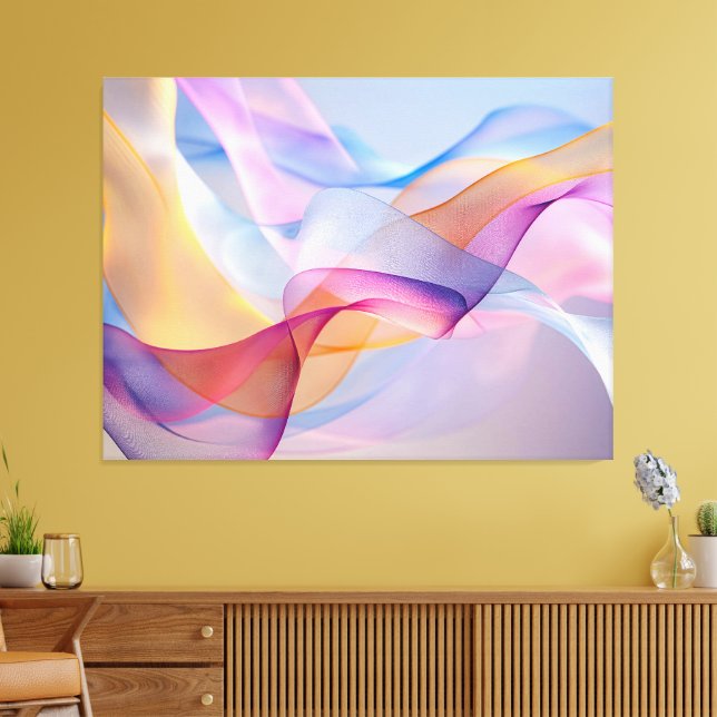 Abstract Colourful Flowing Ribbons Canvas Print (Insitu(LivingRoom))