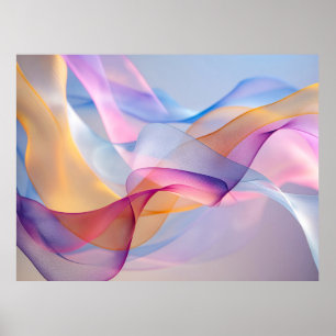 Abstract Colourful Flowing Ribbons Poster