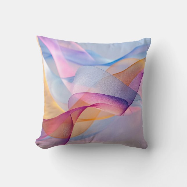 Abstract Colourful Flowing Ribbons Throw Pillow (Front)