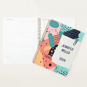 Abstract colourful funky 80's Memphis style patter Planner
