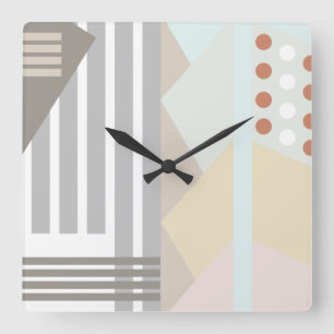 Abstract Colourful Geometric Figures Square Wall Clock