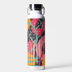 Abstract Colourful Geometric Monogram Name Design Water Bottle