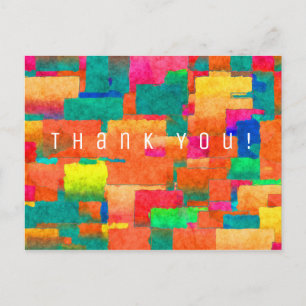 Abstract Colourful Geometric Pattern and Thank You Postcard