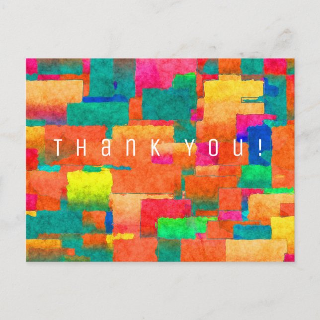 Abstract Colourful Geometric Pattern and Thank You Postcard (Front)