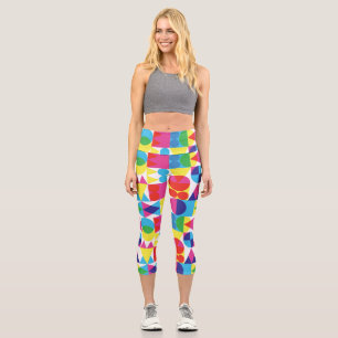 Abstract colourful geometric pattern design. capri leggings