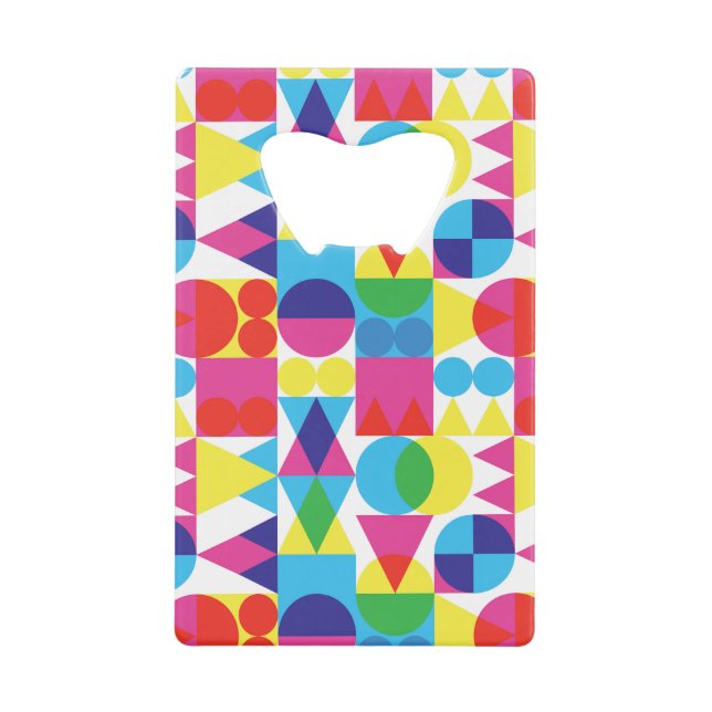 Abstract colourful geometric pattern design. credit card bottle opener (Front)