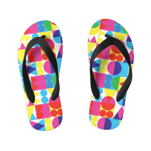 Abstract colourful geometric pattern design. kid's flip flops