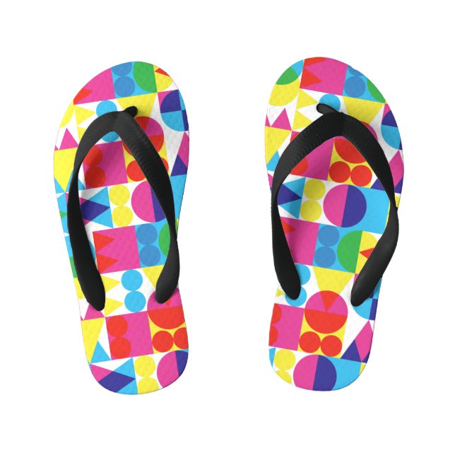 Abstract colourful geometric pattern design. kid's flip flops (Footbed)