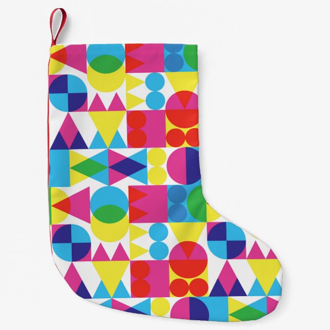 Abstract colourful geometric pattern design. small christmas stocking (Front)