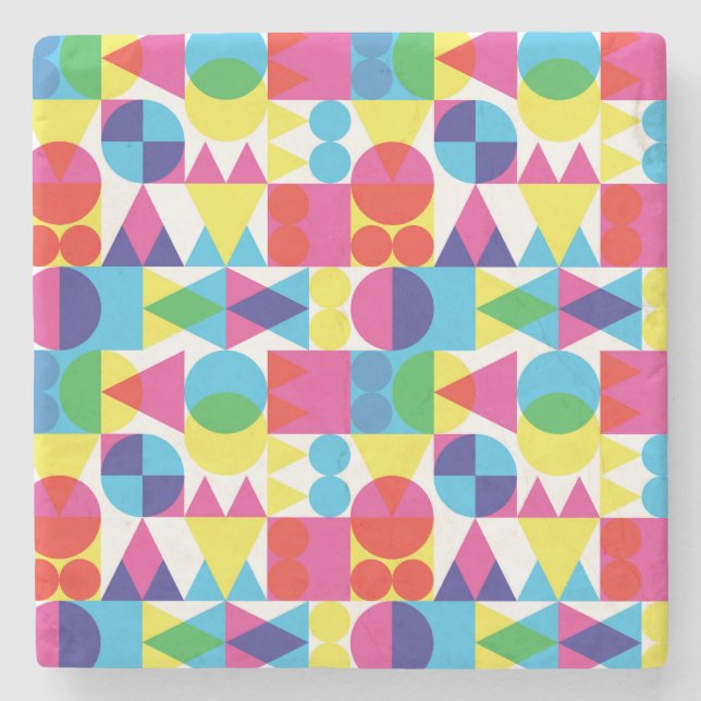 Abstract colourful geometric pattern design. stone coaster (Front)