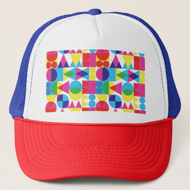 Abstract colourful geometric pattern design. trucker hat (Front)