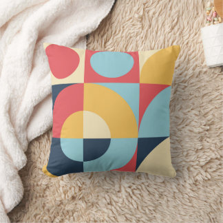 Abstract Colourful Geometric Patterns Red Yellow Throw Pillow