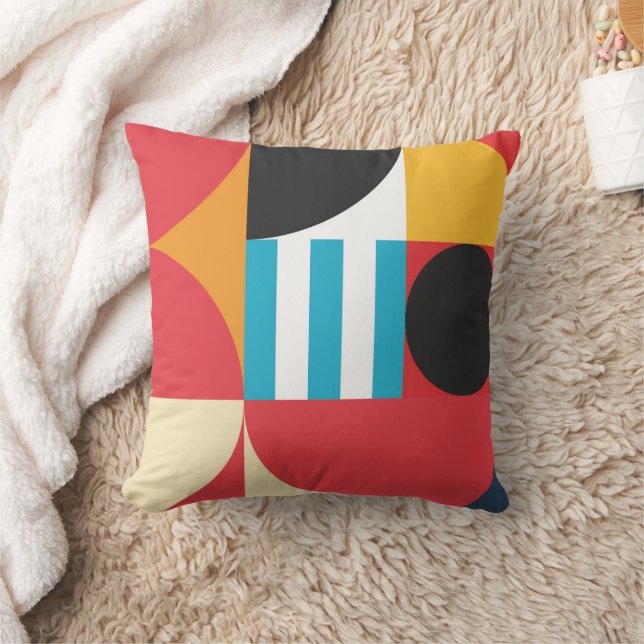 Abstract Colourful Geometric Patterns Throw Pillow (Blanket)