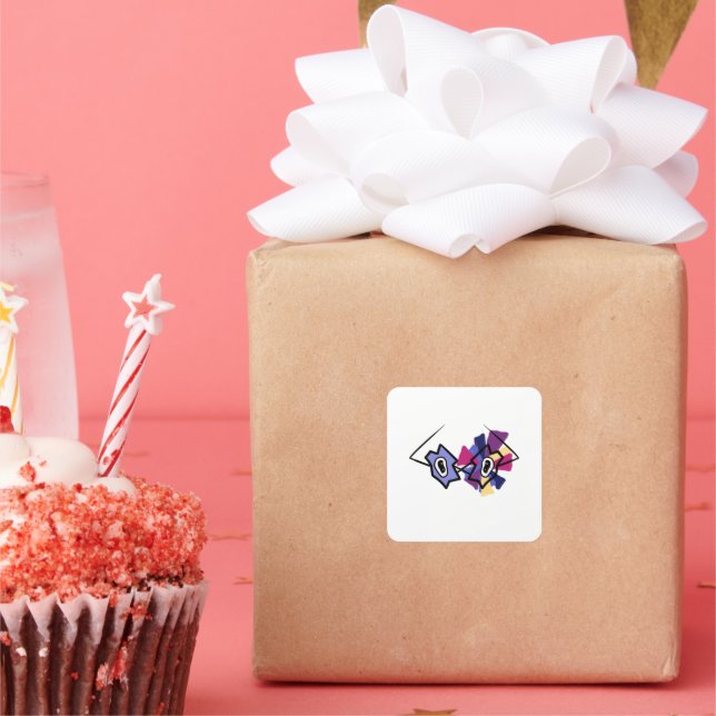 Abstract Colourful Geometric Square Gift Sticker (Party)