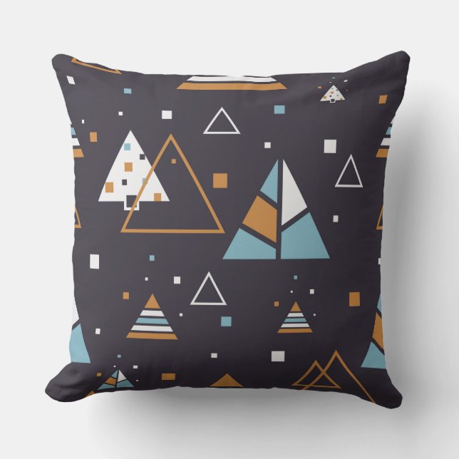 Abstract Colourful Geometric Triangles Pattern Throw Pillow (Front)