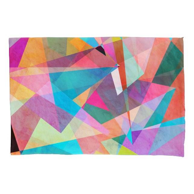 Abstract Colourful Geometric Watercolor Background Pillowcase (Front)