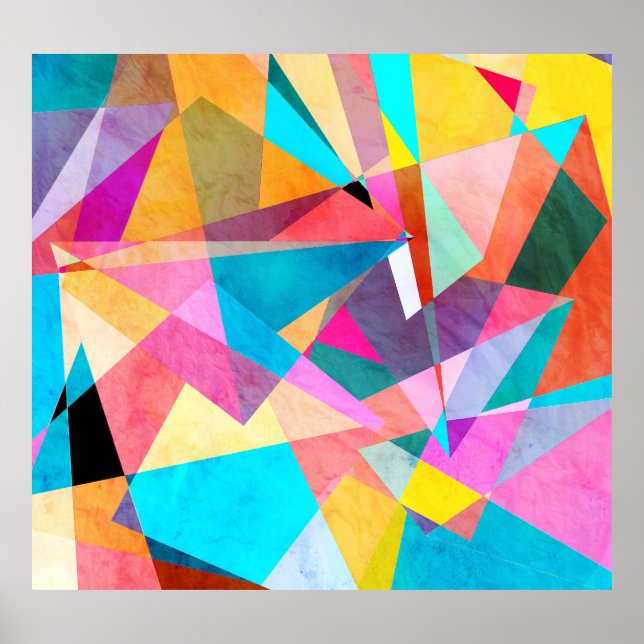 Abstract Colourful Geometric Watercolor Background Poster (Front)