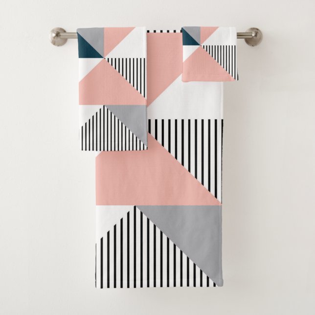 Abstract colourful geometry bath towel set (Insitu)