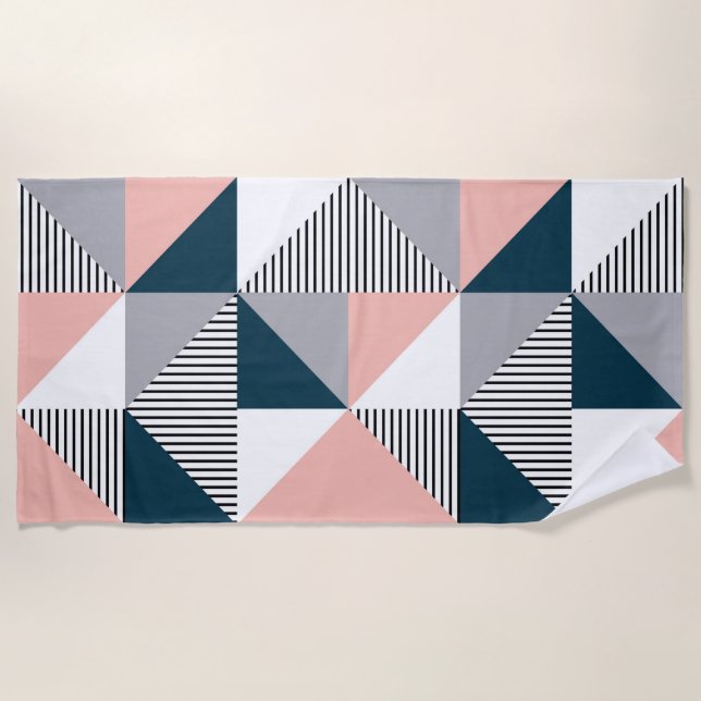 Abstract colourful geometry beach towel (Front)