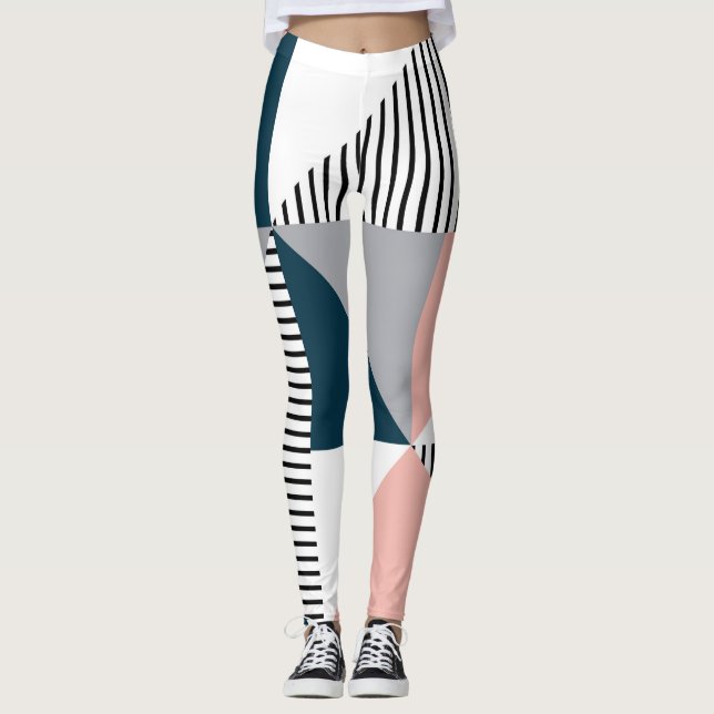 Abstract colourful geometry leggings (Front)