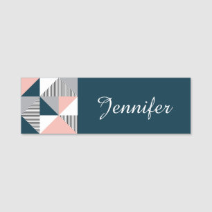Abstract colourful geometry name tag
