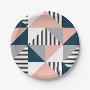 Abstract colourful geometry paper plate