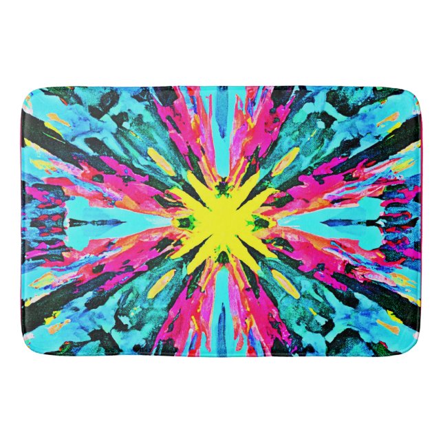 Abstract Colourful Glow Pattern Bath Mat (Front)