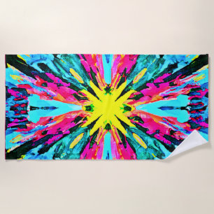 Abstract Colourful Glow Pattern Beach Towel