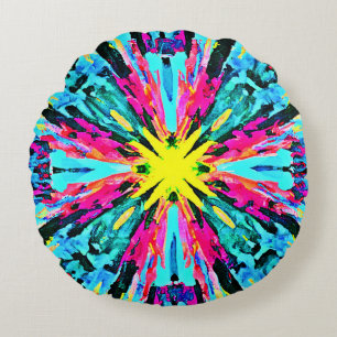 Abstract Colourful Glow Pattern Round Pillow