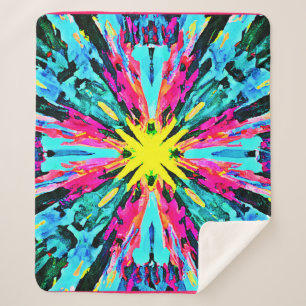 Abstract Colourful Glow Pattern Sherpa Blanket