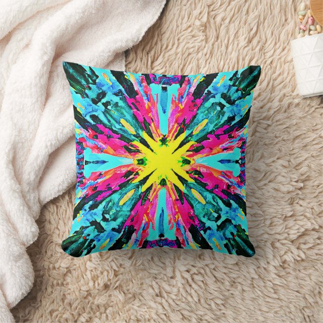 Abstract Colourful Glow Pattern Throw Pillow (Blanket)