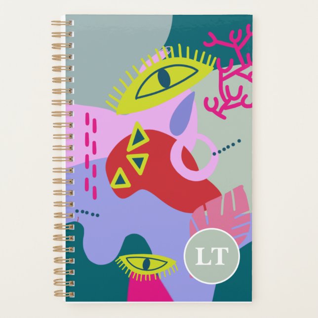 Abstract colourful green red eyes trendy Planner (Front)